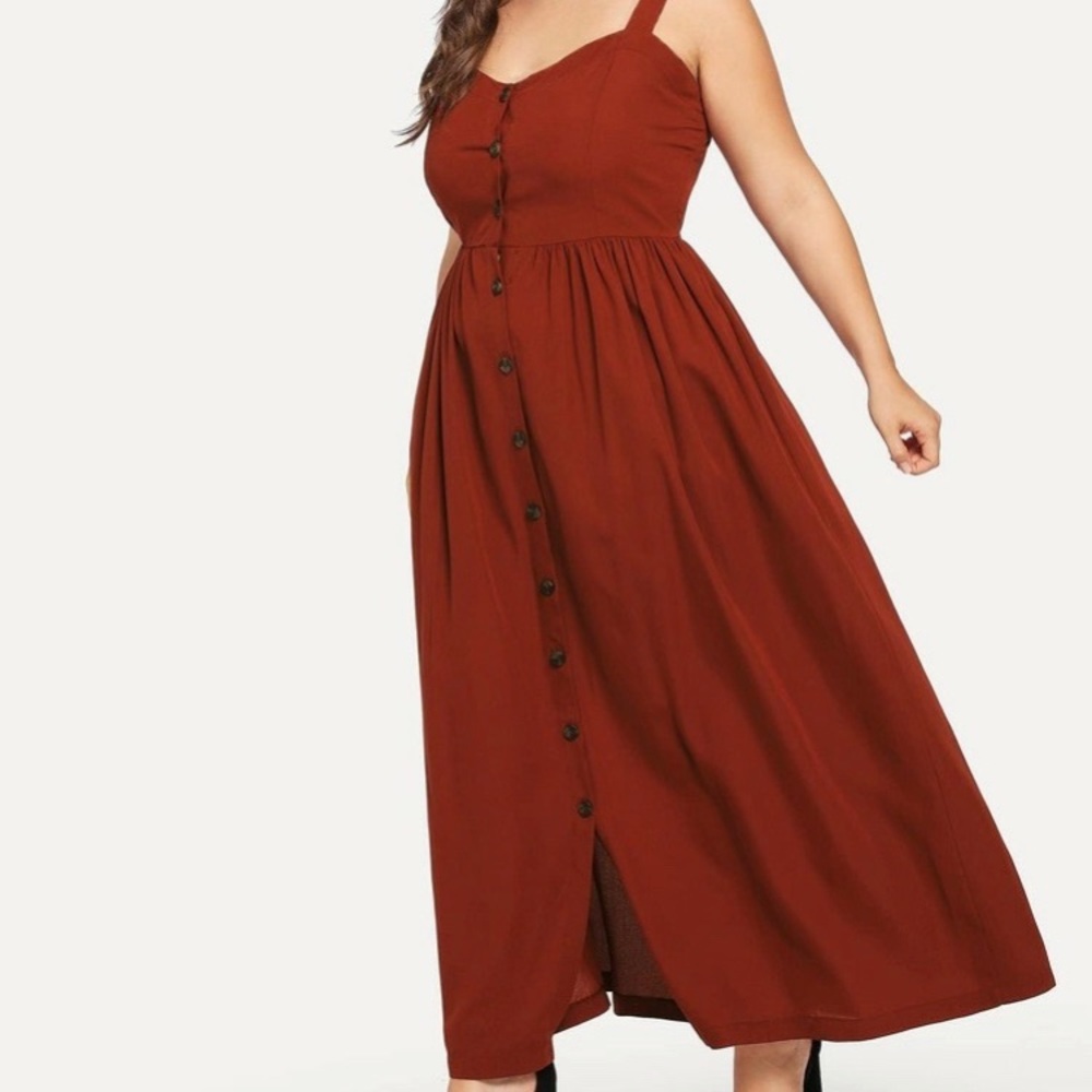 Burnt Orange Button Down Maxi Dress